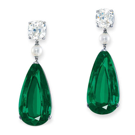 Emerald and Diamond Earrings